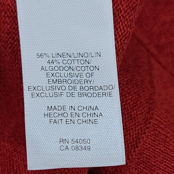 Jones New York Red Linen Cotton Knit Sequin Cutout Cardigan - Picture 6 of 6